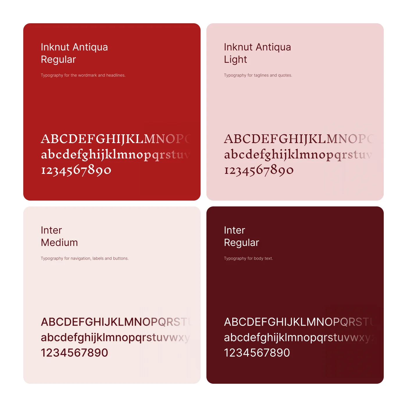 Typography: Inknut Antiqua and Inter