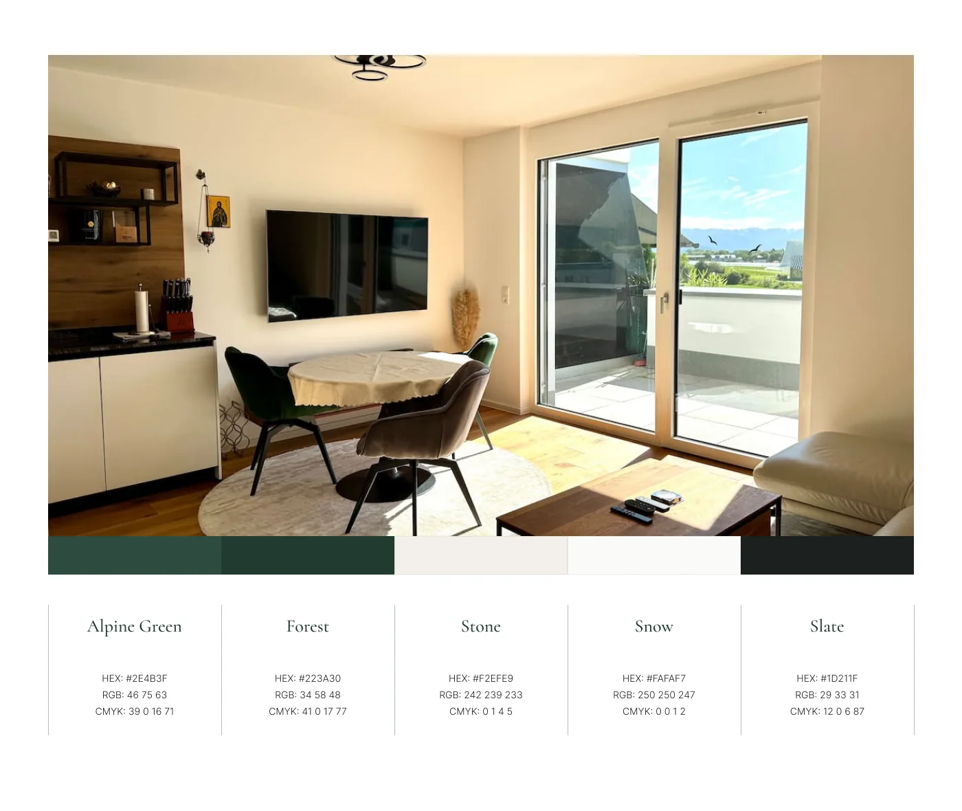 Color palette with living room photo