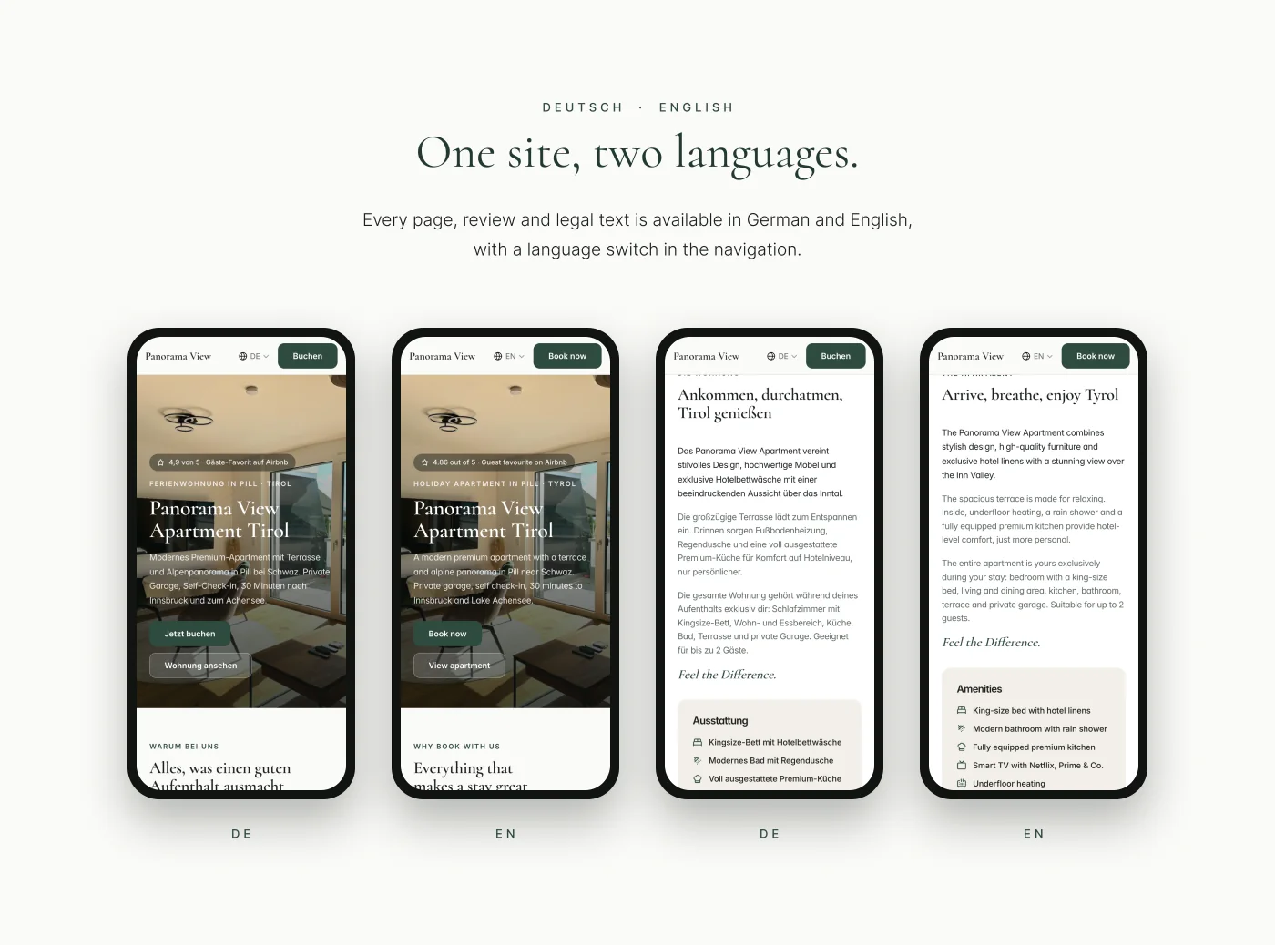German and English versions on phones